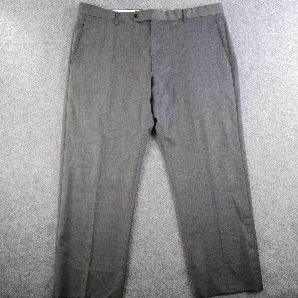 Zanella Dress Pants Mens 38x26 Gray Flat Front 100% Wool Short Inseam